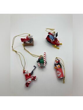 Vtg 2003 Coca Cola Santa's Best Trim A Tree Collection Ornaments Set Of 5